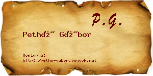 Pethő Gábor névjegykártya